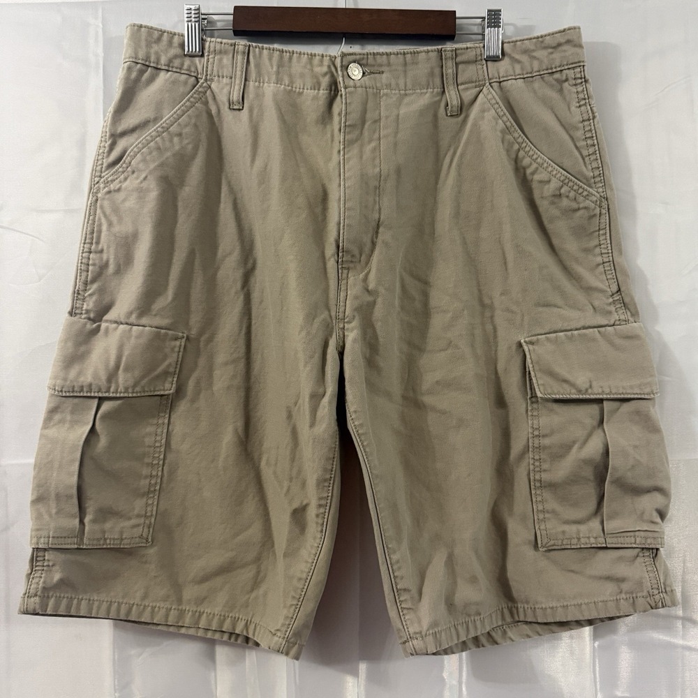 Levi's Men White Tab Khaki Beige 10"‎ Inseam Work Casual Cargo Pockets Shorts 38